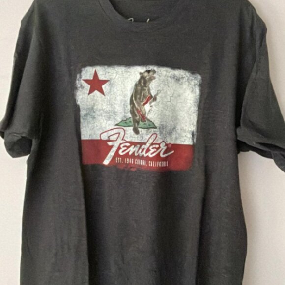 COPY - California Punk Bear Fender Guitar Rock N’ Roll Men’s T-shirt - New Large - Picture 2 of 2